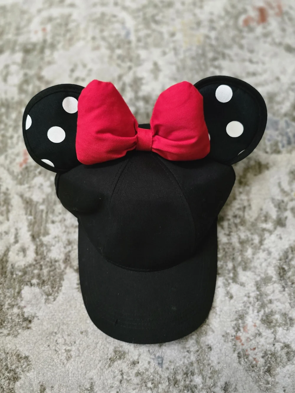 Disney Black Adult Cap with Red Bow and Character Ears